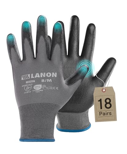 LANON 18 Pairs Safety Work Gloves (36 Count)