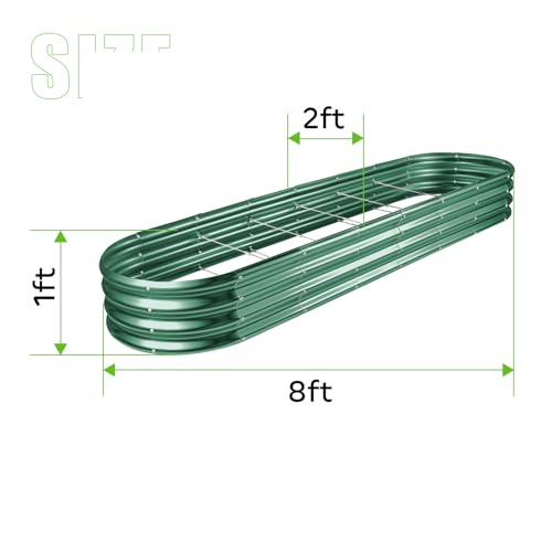 8×2×1ft Galvanized Raised Garden Bed Kit