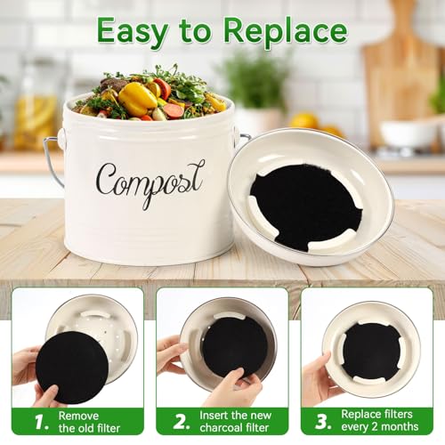 10 Pack Charcoal Filters for Compost Bucket (10 Count)
