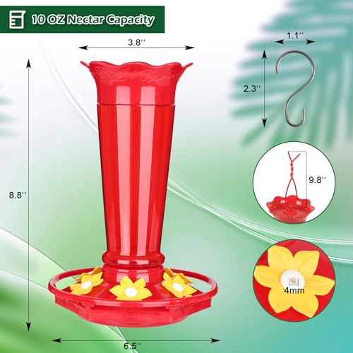 10oz Plastic Hummingbird Feeders for Outdoors (2 Count)