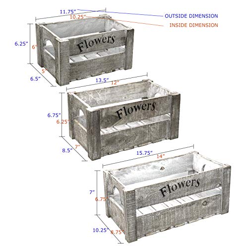 3 PC Set Wooden Boxes Planter Trough for Flower pots (3 Count)