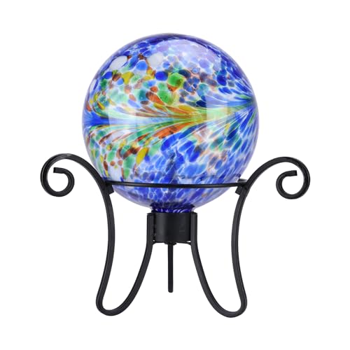 10" Gazing Ball Glass Reflective Garden Globe for Outdoor Lawn Decor (Multicolor)