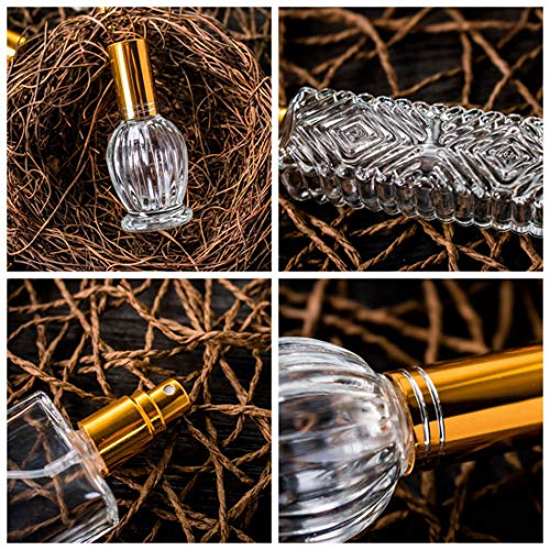 5 Pcs Vintage Glass Empty Perfume Bottles Refillable with Spray (5 Count)