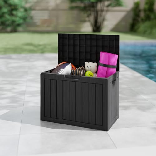 45 Gallon Deck Boxes Outdoor Waterproof (Black / 45 GAL)