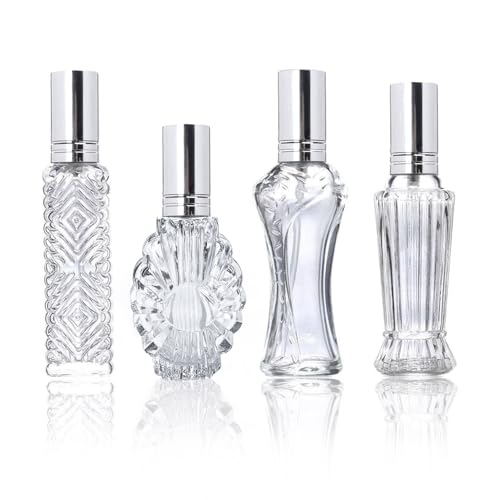 4 Pcs Vintage Glass Refillable Perfume Bottles Empty Spray Set (4 Count)