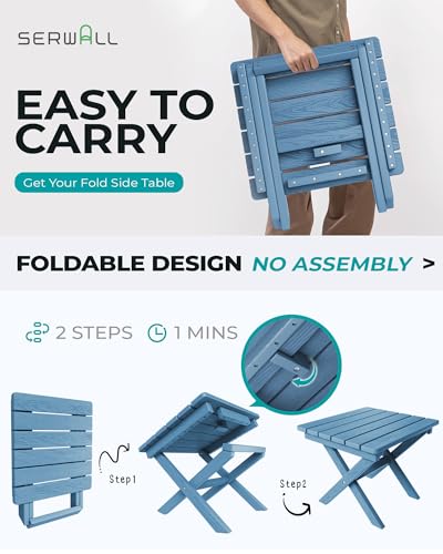 Small Folding Outdoor Side Table Set of 4 (Navy / Foldable 4-pack)