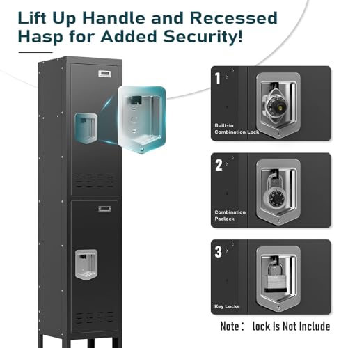 Metal Lockers (Black / 2 Door-(66.15" H x 11.8" W x 11.8" D))