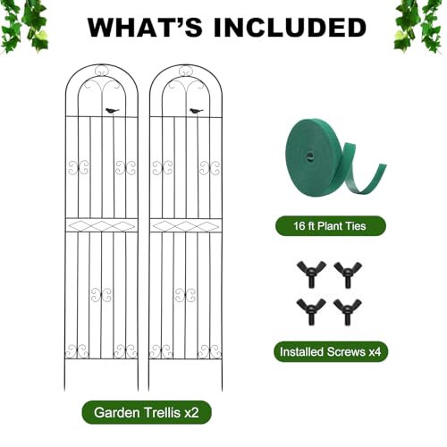 2 Pack 86.7" H x 19.7" W Metal Garden Trellis with Black Coating