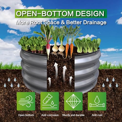 GARDMAX 2 Pack 2x2x1FT Galvanized Round Raised Garden Bed Kit