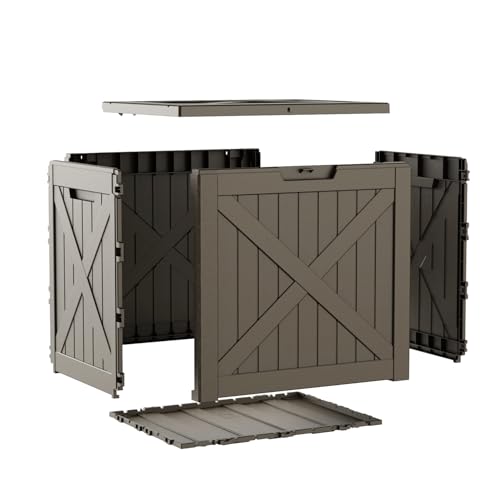 40 Gal Waterproof Outdoor Storage Box Weatherproof Deck Box (Grey / 40 Gallon)