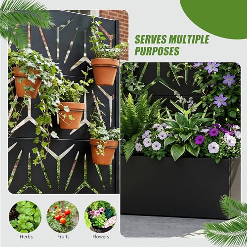 Metal Raised Garden Bed with Trellis (Black-star / 59"x30"x12")