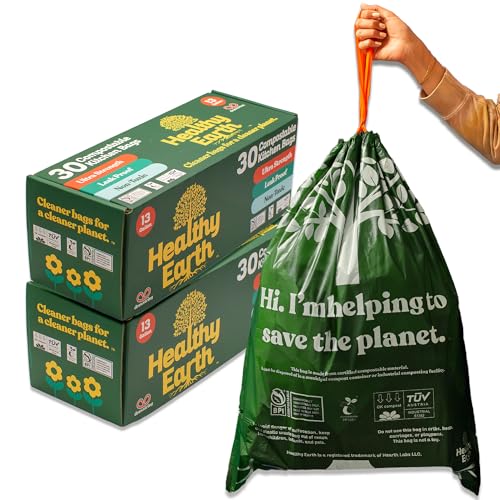 13 Gallon Compostable Drawstring Trash Bags (60 Count)