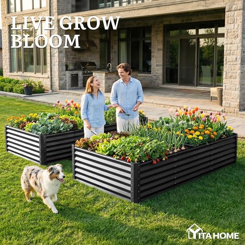 8x4x1.5ft Galvanized Raised Garden Bed (8x4x1.5ft / Black)