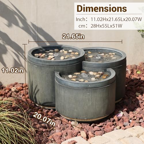 Small 3 Tier Outdoor Water Fountain with Smoothing Flow Black Gray (11.02-Gray / 11.02-gray)