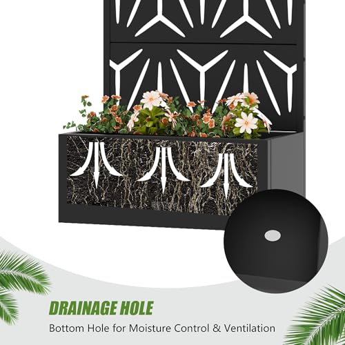 Metal Raised Garden Bed with Trellis (Black-star / 59"x30"x12")