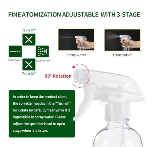 8 Oz Empty Clear Glass Spray Bottles with Silicone Sleeve Protection Refillable Containers for Cleaning Solutions