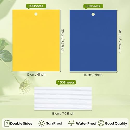 100 Pcs 6x8 Inch Yellow Blue Sticky Traps for Gnats (Yellow,Blue)