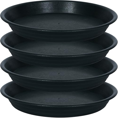 Plant Saucer Pot Tray 12 inch (12" - 4 Pack / Black)
