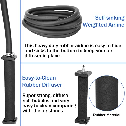 All-in-One Koi Pond Aerator for Outdoor Ponds 10000-15000 Gallons, Pond Air Pump Pond Aeration System with Self-Sinking Airline Flow Control Rubber Air Diffuser