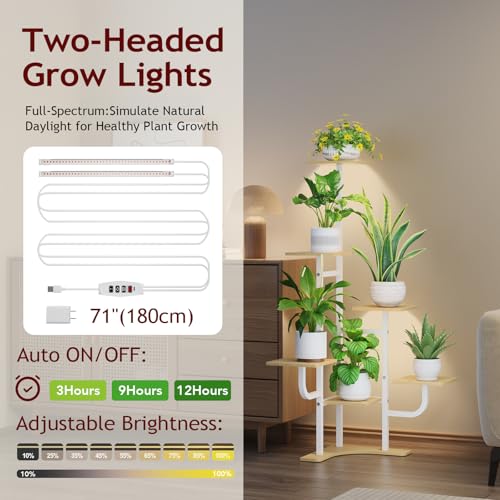 Corner Plant Stand with Grow Light