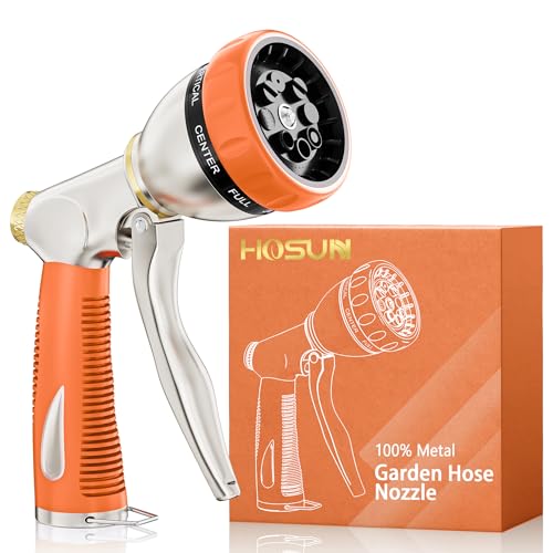100% Metal Garden Hose Nozzle Sprayer with Ergonomic Handle
