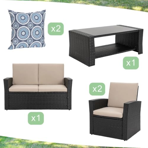 4 Piece Patio Furniture Set (Black)