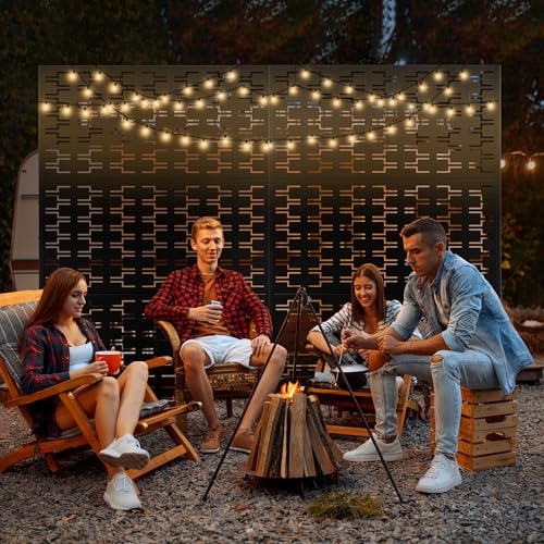 Metal Privacy Screen for Outdoor & Indoor (71"H×47"W / Black Brick)