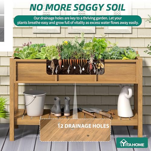 Raised Garden Bed Outdoor HDPE with Shelf