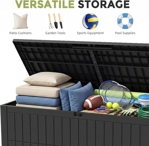 220 Gallon Deck Box Outdoor Storage Box Lockable Waterproof Indoor Outdoor Storage Container for Patio Cushions