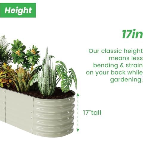 8x2 Galvanized Raised Garden Bed (Beige / 8 × 2 × 1.4 FT ( 9 in 1 ))