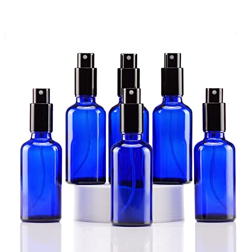 Blue Glass Spray Bottles 2oz (6 Count)