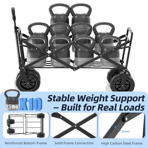 Wagons Carts Foldable Heavy Duty 350Lbs Capacity (Blue-arrow)