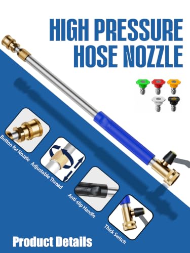 Adjustable Jet Nozzle High Pressure Hose Nozzle (Blue / 33inch)