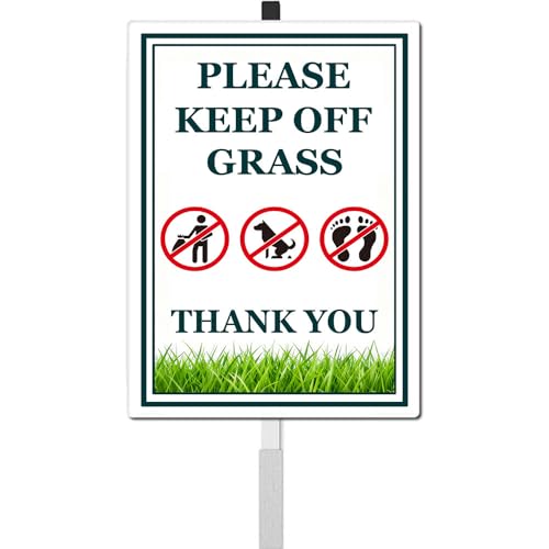 Keep Off Grass Sign for Yard Rustproof Reflective Aluminum Stay Off Grass Keep Dogs Off Lawn Signs With Stakes Stand No Littering Sign Outdoor Decor 8x12 In (D8 / 8x12)