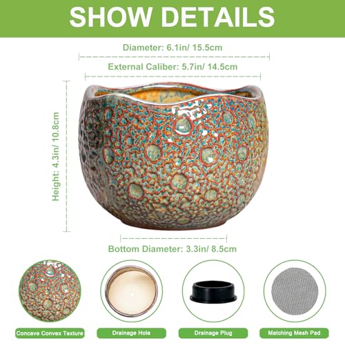 Ceramic Plant Pots (6.2 Inch / Speckled-brown)