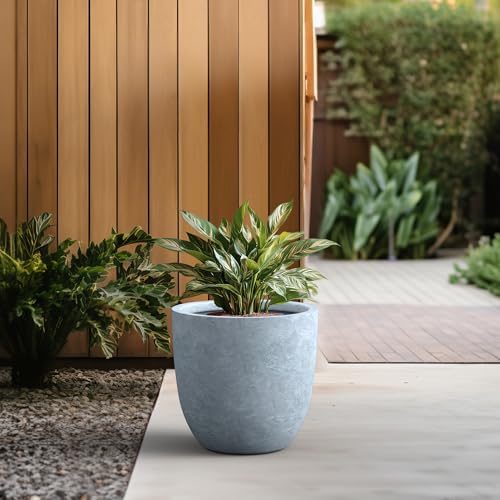 Large Round Bowl Blue Gray Concrete Planter 18" Dia (Gray / 18"d)
