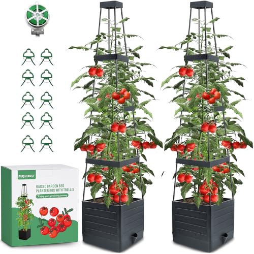 2 Packs Raised Garden Bed Tomato Planter with Trellis (2 Count)
