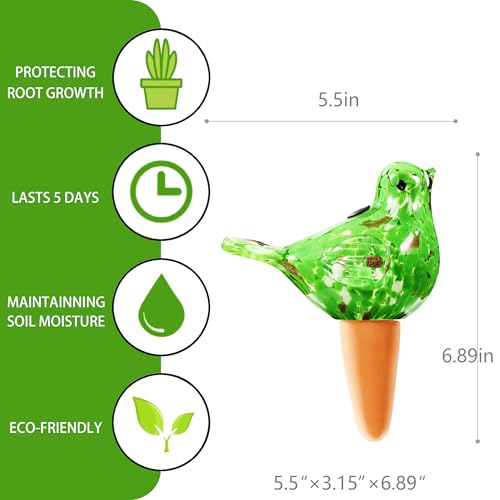 Glass Bird Shaped Plant Watering Ball Glass Automatic Watering Ball Flower Pot Insertion Spike Drip Irrigation Device Watering Ball Irrigation System Plant Enthusiast Gift
