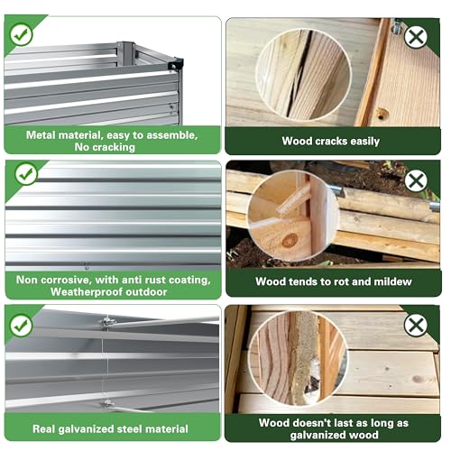 2PCS 10x3x1ft Galvanized Raised Garden Bed Kit (2 Count)