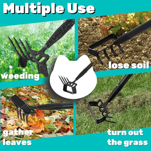 Garden Hoe Stirrup Hoe with Adjustable Handle for Weeding Digger loosening Soil Metal Garden Cultivator Hoe with Rake Tiller Cultivator