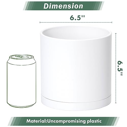4 Pack White Plastic Planters with Saucers (4 Count)