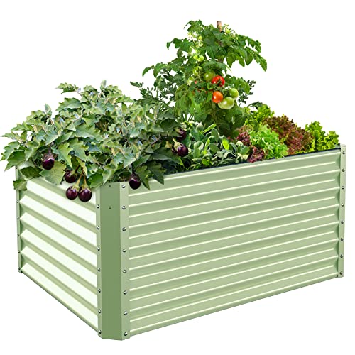 Galvanized Raised Garden Bed Box Outdoor 24" Tall Raised Garden Beds Outdoor Garden Planter Raised Beds for Gardening Outdoor Raised Metal Raised Garden Beds for Vegetables 48"X36"X24"