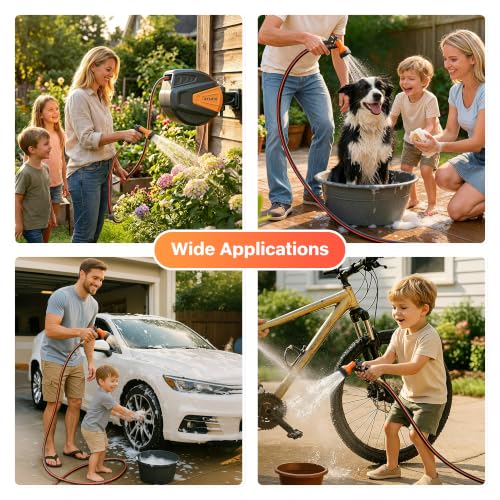 Retractable Rubber Hybrid Garden Hose Reel