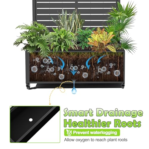15.7"×70.9"×35.4" Metal Raised Garden Bed with Trellis and Wheels