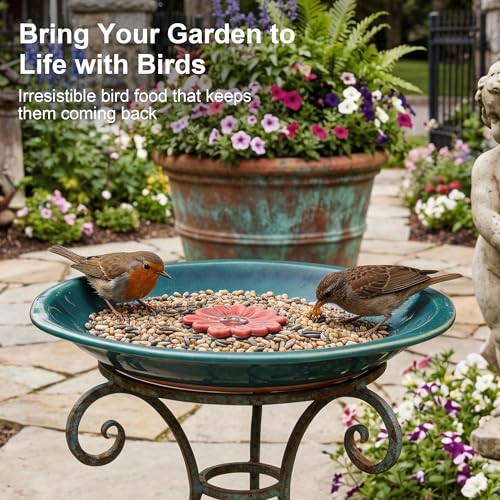 12.2'' Ceramic Birdbath & Birdfeeder for Small Birds Outdoors