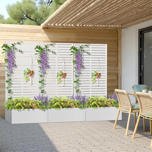 Metal Planter Box with Trellis and Drainage Hole