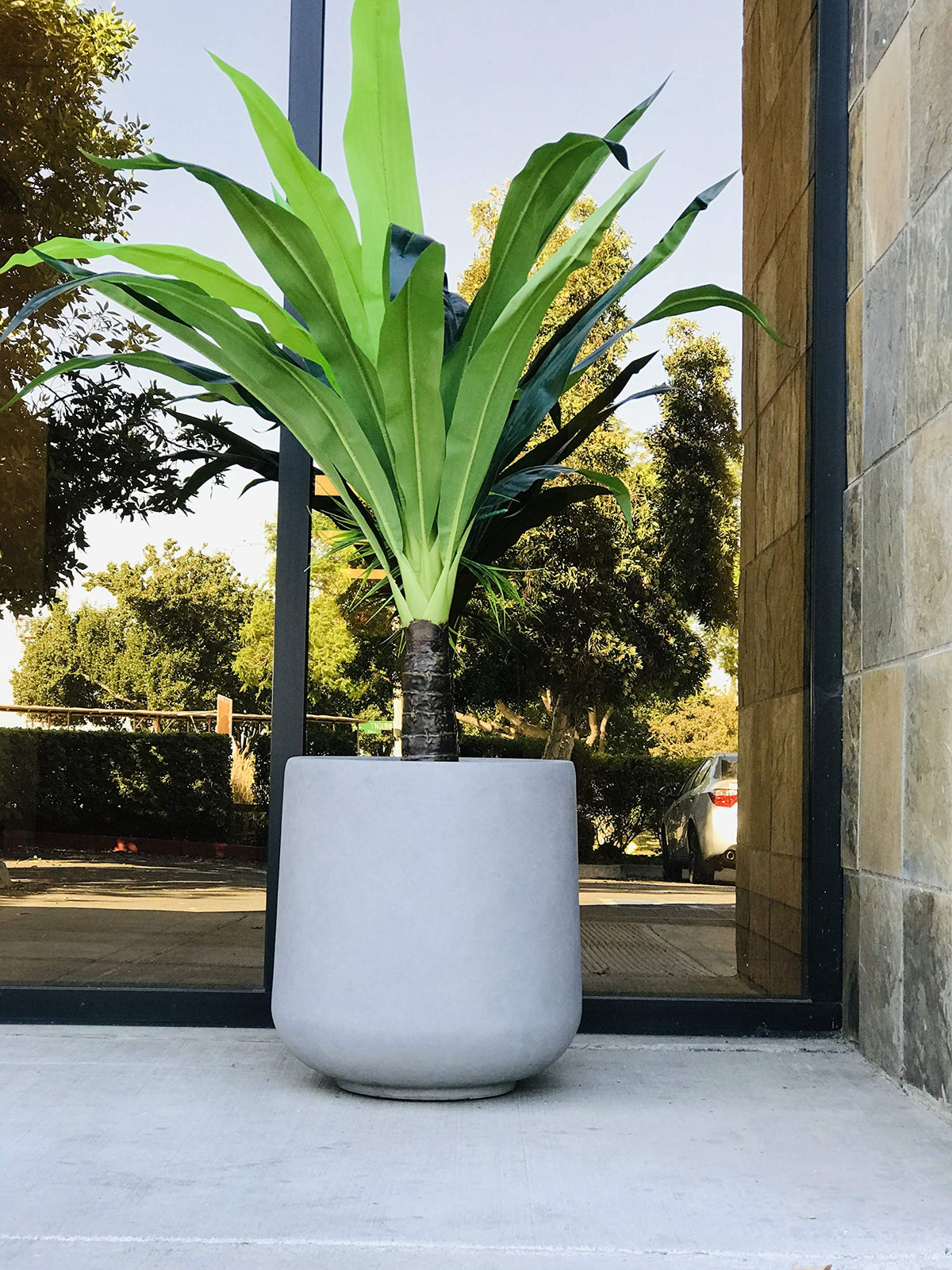 Accent Round Curved Pale Gray Concrete Planter 13" Dia