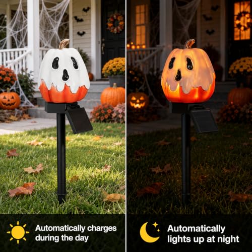 Solar Pumpkin Lights Outdoor Halloween Pumpkin Solar Lights (C-Orange)