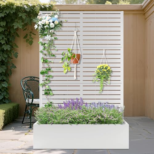 Metal Planter Box with Trellis and Drainage Hole