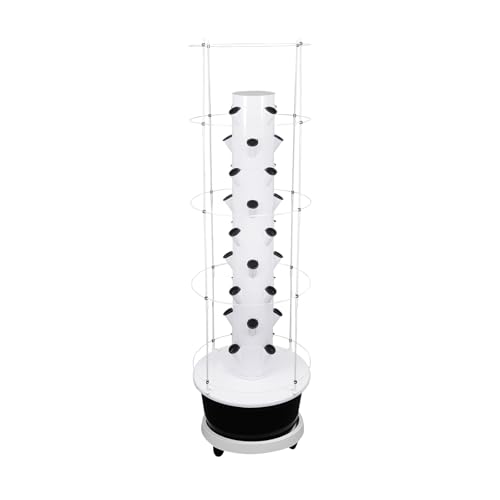 36 Plant Hydroponic Growing Tower with Climbing Trellis (Black Tank / 36 Pots)